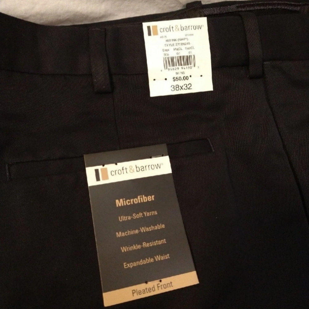 New Men Pleated Pants Sz 38 x 32